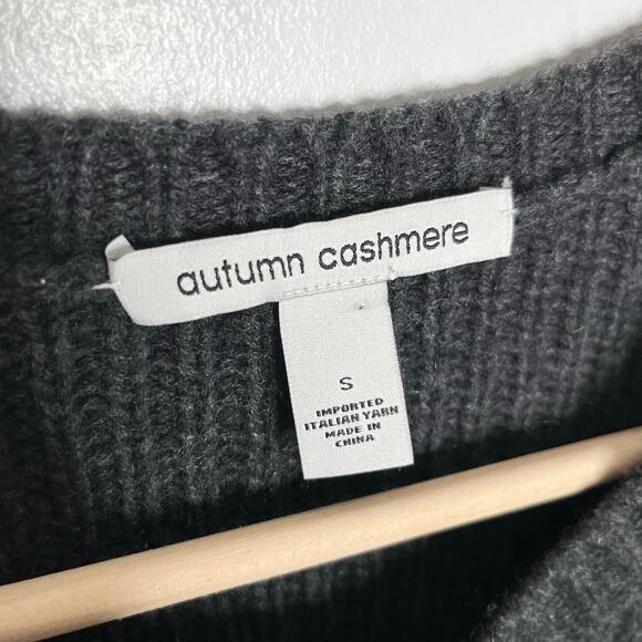 Autumn Cashmere Power Shoulder Sweater Womens Small Black Gray Wool Blend - Picture 7 of 10